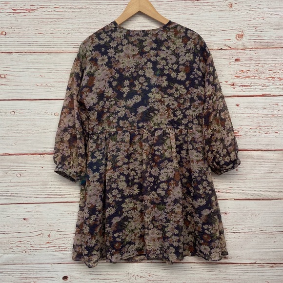 Madewell Drawstring Faux-Wrap Mini Dress in Daisy Reverie Sz S - Picture 15 of 16